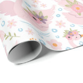 Hübsches Pastellrosa-Swan-Muster Geschenkpapier (Rolleneckpunkt)