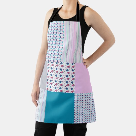 Hübsches Patchwork-Design in Blau und Rosa Schürze (InSitu)