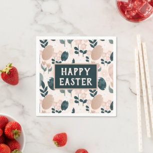 Hübsches Peach Green Boho Botanisches Ostereier Serviette