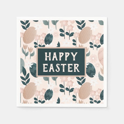 Hübsches Peach Green Boho Botanisches Ostereier Serviette (Vorderseite)