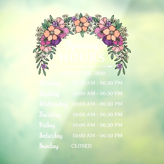 Hübsches Peach & Lila Blumengeschäfte Fensteraufkleber (Blatt 3)