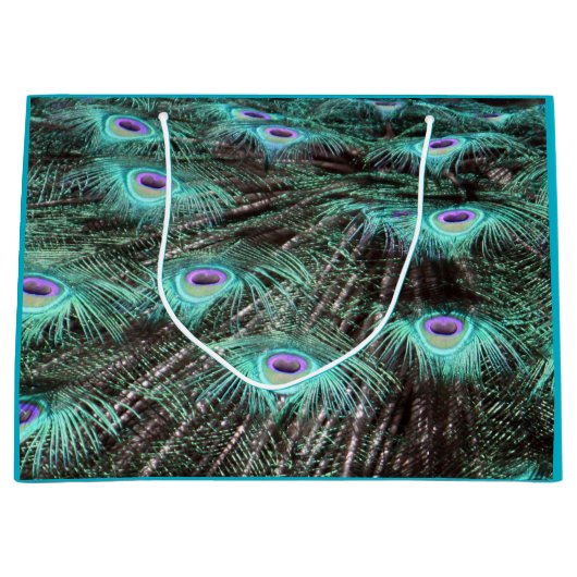Hübsches Peacock Feathers Foto Große Geschenktüte (Vorderseite)