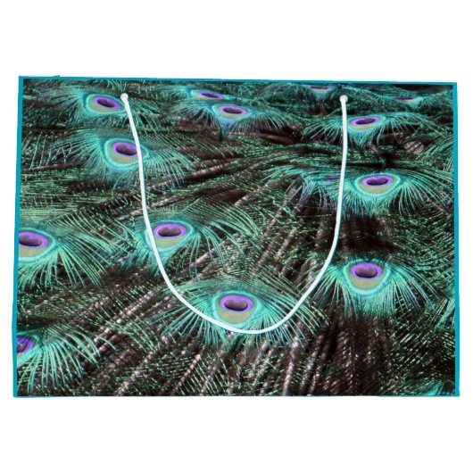 Hübsches Peacock Feathers Foto Große Geschenktüte (Rückseite)