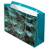 Hübsches Peacock Feathers Foto Große Geschenktüte (Rückseite Schrägansicht)