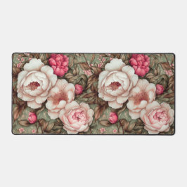 Hübsches Peony Pink & Green Vintag Floral Muster Schreibtischunterlage