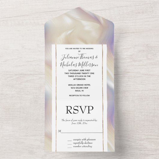 Hübsches Perl Lila Aqua All In One Einladung (Innen Boden)