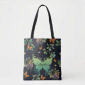 Hübsches Personalisiertes dunkles Floral Butterfly Tasche (Vorderseite)
