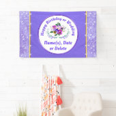Hübsches Personalisiertes, florales Happy Birthday Banner (Insitu)