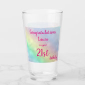 Hübsches personalisiertes Glück 21. Geburtstag Glas (Vorderseite)