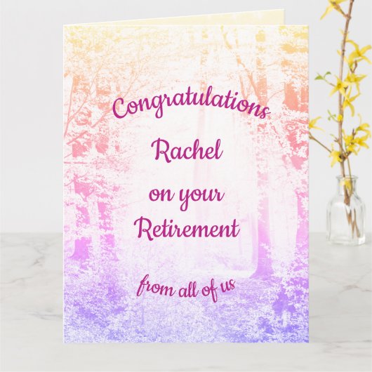 Hübsches Personalisiertes Gruppenruhestand Karte (Gelbe Blume)