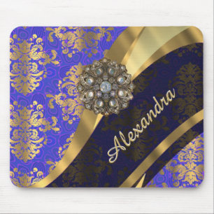 Hübsches personalisiertes gürtelblaues Damastmuste Mousepad