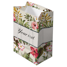 Hübsches personalisiertes Hibiskus-Muster Mittlere Geschenktüte