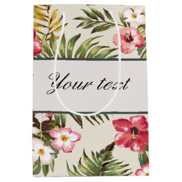 Hübsches personalisiertes Hibiskus-Muster Mittlere Geschenktüte