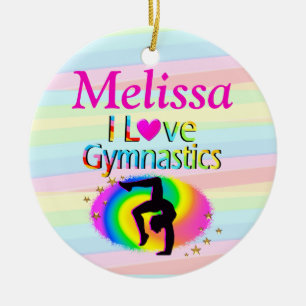 HÜBSCHES PERSONALISIERTES I LIEBE GYMNASTICS ORNAN KERAMIK ORNAMENT