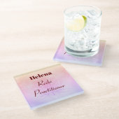 Hübsches personalisiertes Reiki Practitionerdesign Glasuntersetzer (Schrägansicht)
