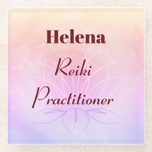 Hübsches personalisiertes Reiki Practitionerdesign Glasuntersetzer (Vorderseite)