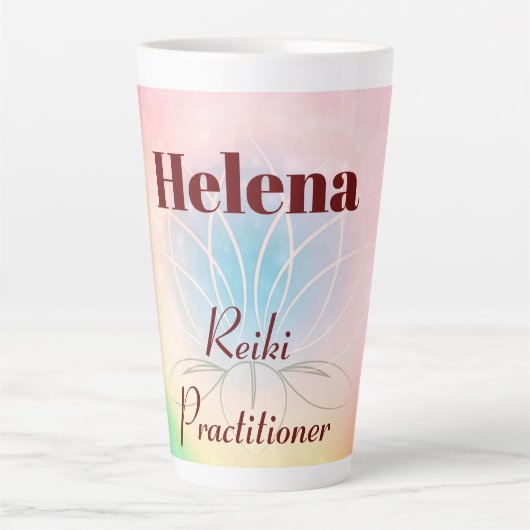 Hübsches personalisiertes Reiki Practitionerdesign Milchtasse (Vorderseite)