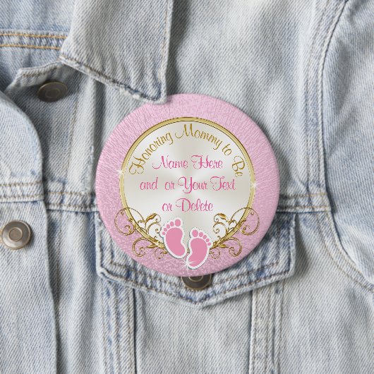 Hübsches Personalisiertes Rosa und Goldmedaille zu Button (Beispiel)
