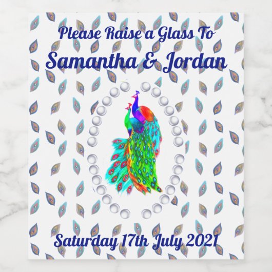 Hübsches Pfauenparadies Personalisiertes Weinetike Weinetikett (Einzelnes Label)