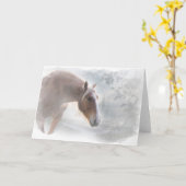 Hübsches Pferd auf der Schneekarte Karte (Gelbe Blume)