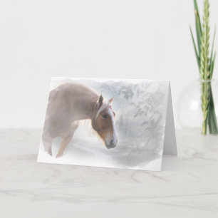 Hübsches Pferd auf der Schneekarte Karte