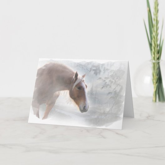 Hübsches Pferd auf der Schneekarte Karte (Vorderseite)