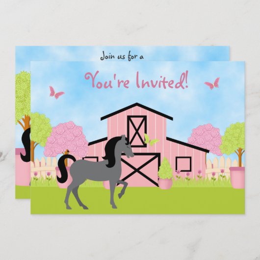 Hübsches Pferd Geburtstagsparty Einladung (Vorne/Hinten)