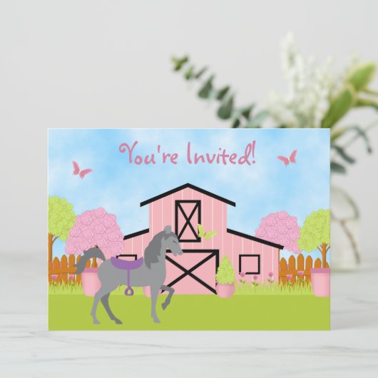 Hübsches Pferd Geburtstagsparty Einladung (Stehend Vorderseite)