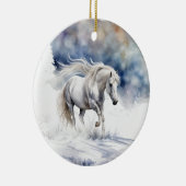 Hübsches Pferd im Schnee Weihnachten Keramik Ornament (Rechts)