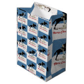 Hübsches Pferd-Jumper Weihnachten Mittlere Geschenktüte (Rückseite Schrägansicht)