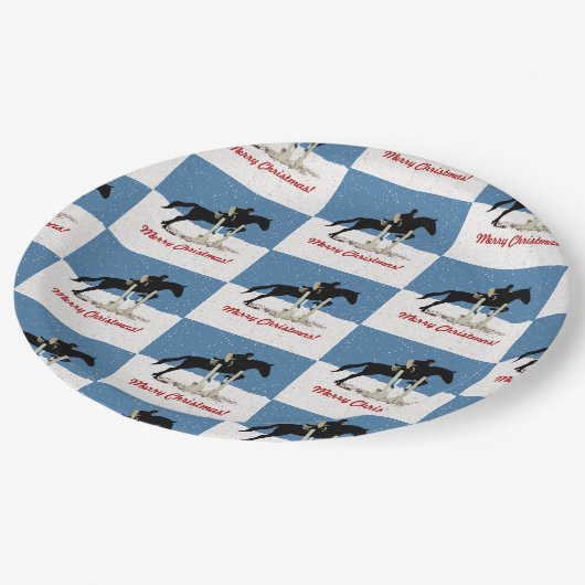 Hübsches Pferd-Jumper Weihnachten Pappteller (Schrägansicht)