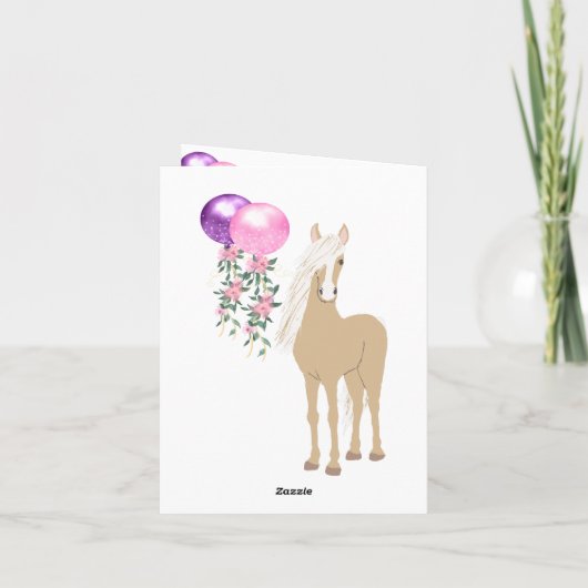 Hübsches Pferd mit Blume Pink und Periwinkle Dankeskarte (Rückseite)