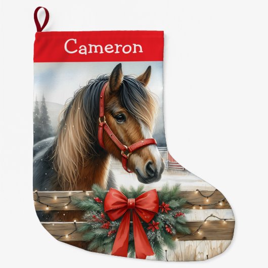 Hübsches Pferd Personalisiert Großer Weihnachtsstrumpf (Vorderseite)