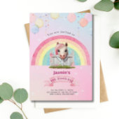 Hübsches Pferd Rosa Regenbogenballons Geburtstagsp Einladung