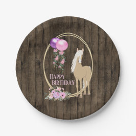 Hübsches Pferd und Blume auf Barnwood Geburtstag Pappteller