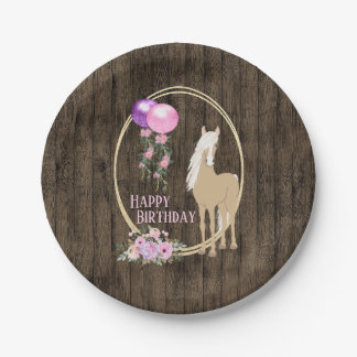 Hübsches Pferd und Blume auf Barnwood Geburtstag Pappteller