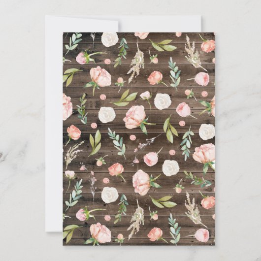 Hübsches Pferd und Blume auf rustikalem Holz zum G Einladung (Rückseite)