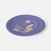 Hübsches Pferd und Blume Pink Periwinkle Geburtsta Pappteller (Schrägansicht)