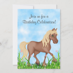 Hübsches Pferd und Blume zum Geburtstag Einladung