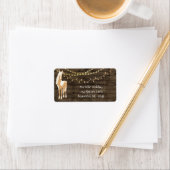 Hübsches Pferd und Blumen-rustikale hölzerne Adressaufkleber (Insitu)