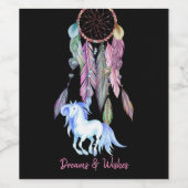 Hübsches Pferd und Dreamcatcher, Träume & Wünsche Weinetikett (Einzelnes Label)