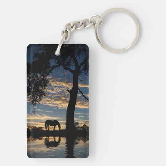 Hübsches Pferd und Eichenbaum Schlüsselanhänger (Rückseite)