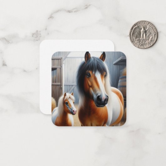 Hübsches Pferd und Pony Mitteilungskarte (Vorderseite/Rückseite Beispiel)