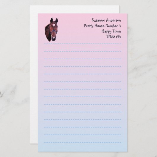 Hübsches Pferdeschreibens-Papier Briefpapier (Vorne/Hinten)
