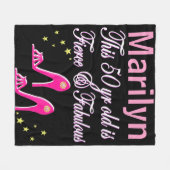HÜBSCHES PINK 50. GEBURTSTAG PERSONALISIERTER BLAN FLEECEDECKE (Vorderseite (Horizontal))