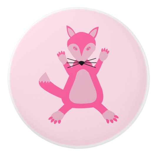 Hübsches Pink Baby Fox Kinderzimmer Keramikknauf (Vorderseite)