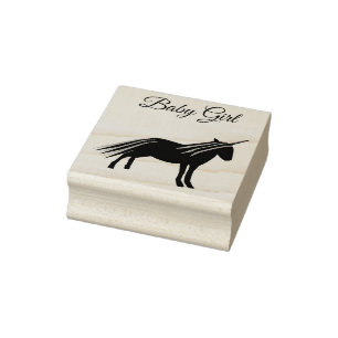 Hübsches Pink Baby Girl Unicorn Geschlecht zeigen  Gummistempel