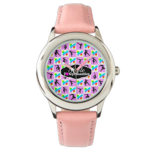 HÜBSCHES PINK-BUTTERFLY-GYMNASTICS-DESIGN ARMBANDUHR