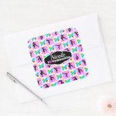 HÜBSCHES PINK-BUTTERFLY-GYMNASTICS-DESIGN QUADRATISCHER AUFKLEBER (Umschlag)