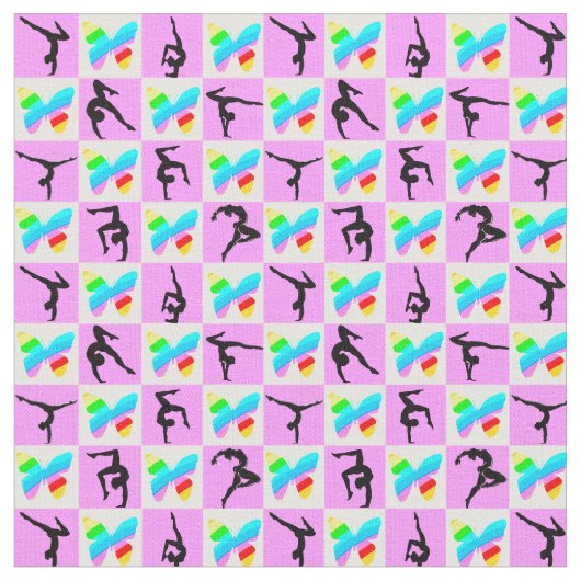 HÜBSCHES PINK-BUTTERFLY-GYMNASTICS-DESIGN STOFF (Nahaufnahme)